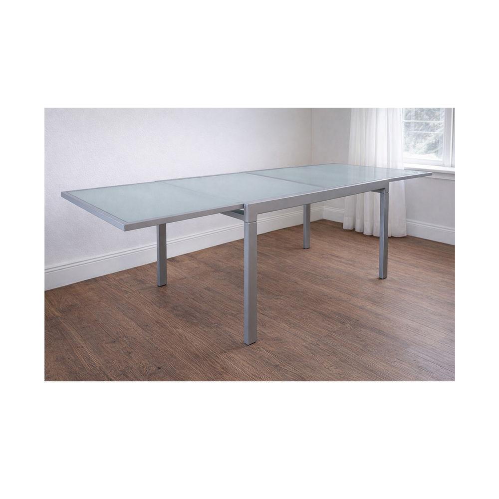 Superbe table extensible design acier/verre ? 6 &agrave; 12 personn Meubles