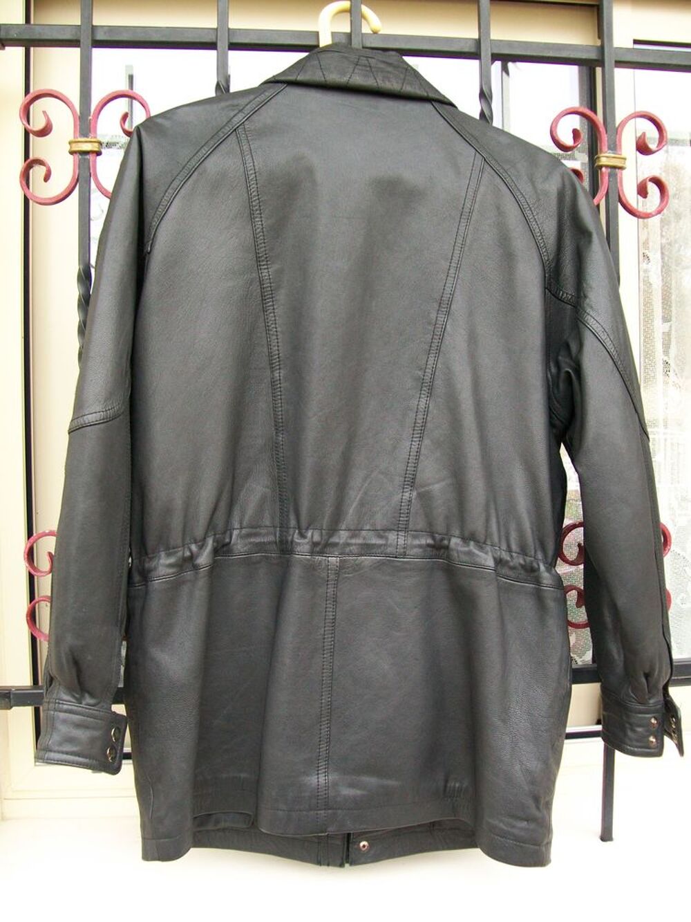 veste noir homme cuir agneau taille 88/92 correspond &agrave; M Vêtements