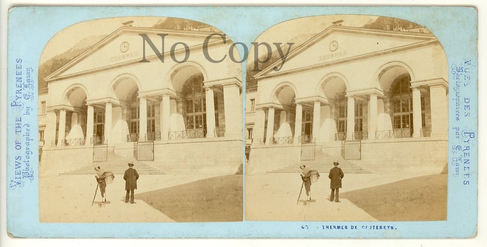 Photo St&eacute;r&eacute;o Pyr&eacute;n&eacute;es Thermes de Cauterets ca1880 
