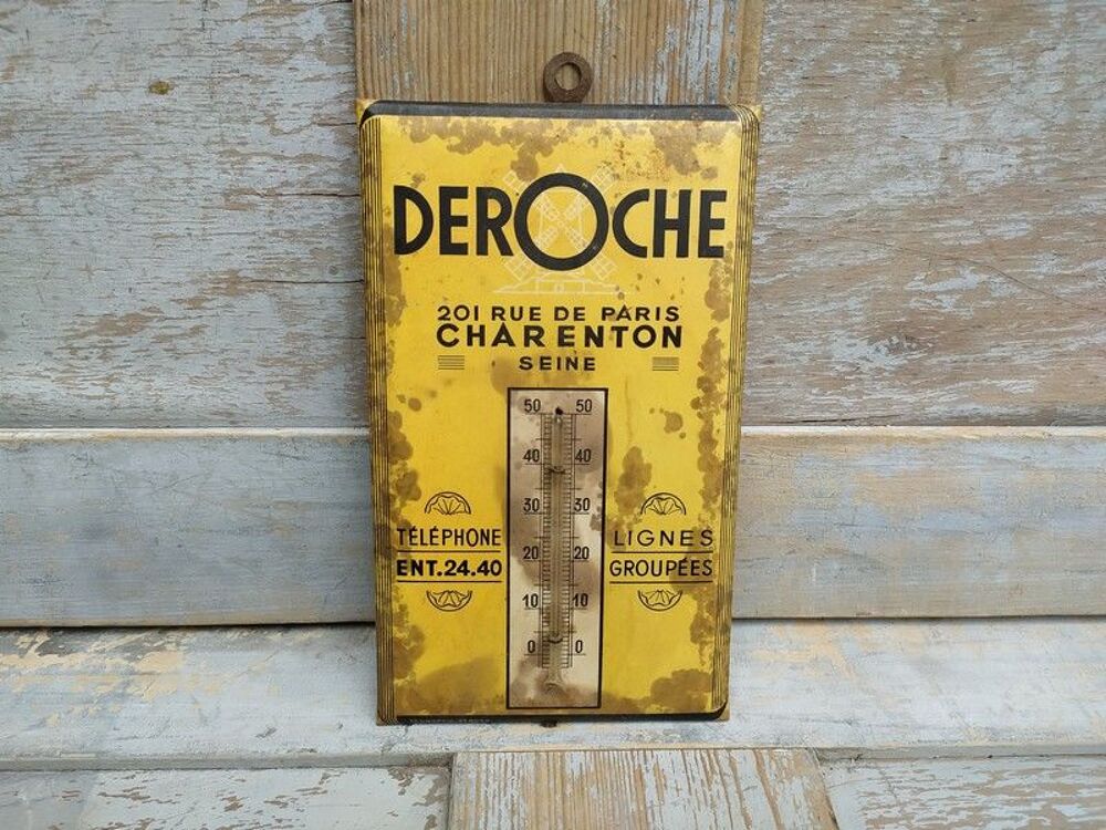 Ancien Thermom&egrave;tre Glacoide Publicitaire Deroche Charenton 
