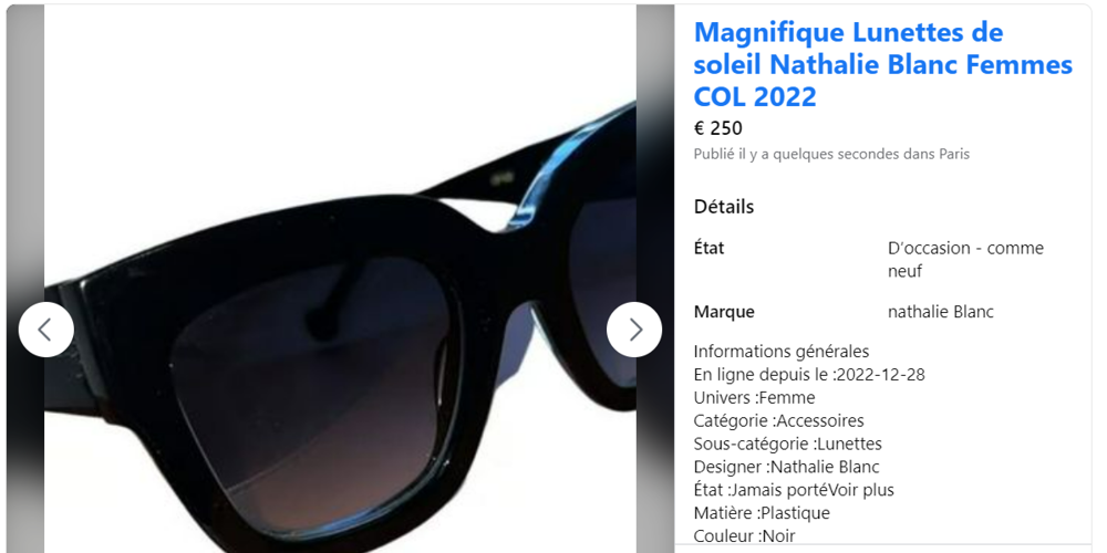 Lunettes de soleil Nathalie Blanc Femmes COL 2022 Bijoux et montres
