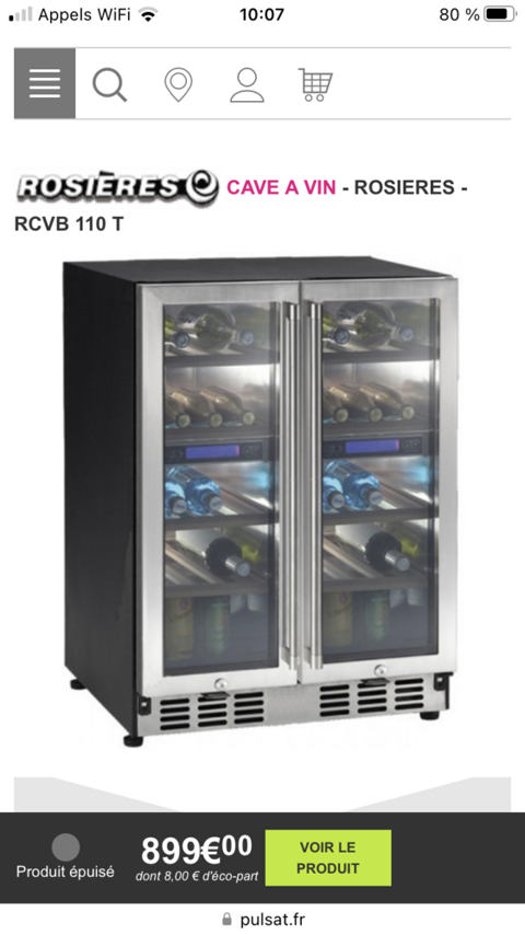 Cave  vin encastrable marque rosires 500 Solutr-Pouilly (71)