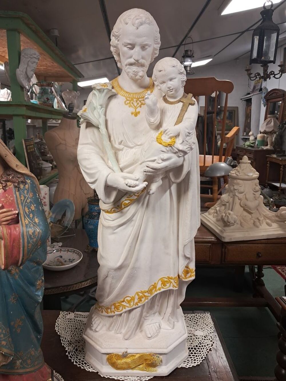 Statue St Joseph et l'enfant, fin XIX&egrave;me Décoration