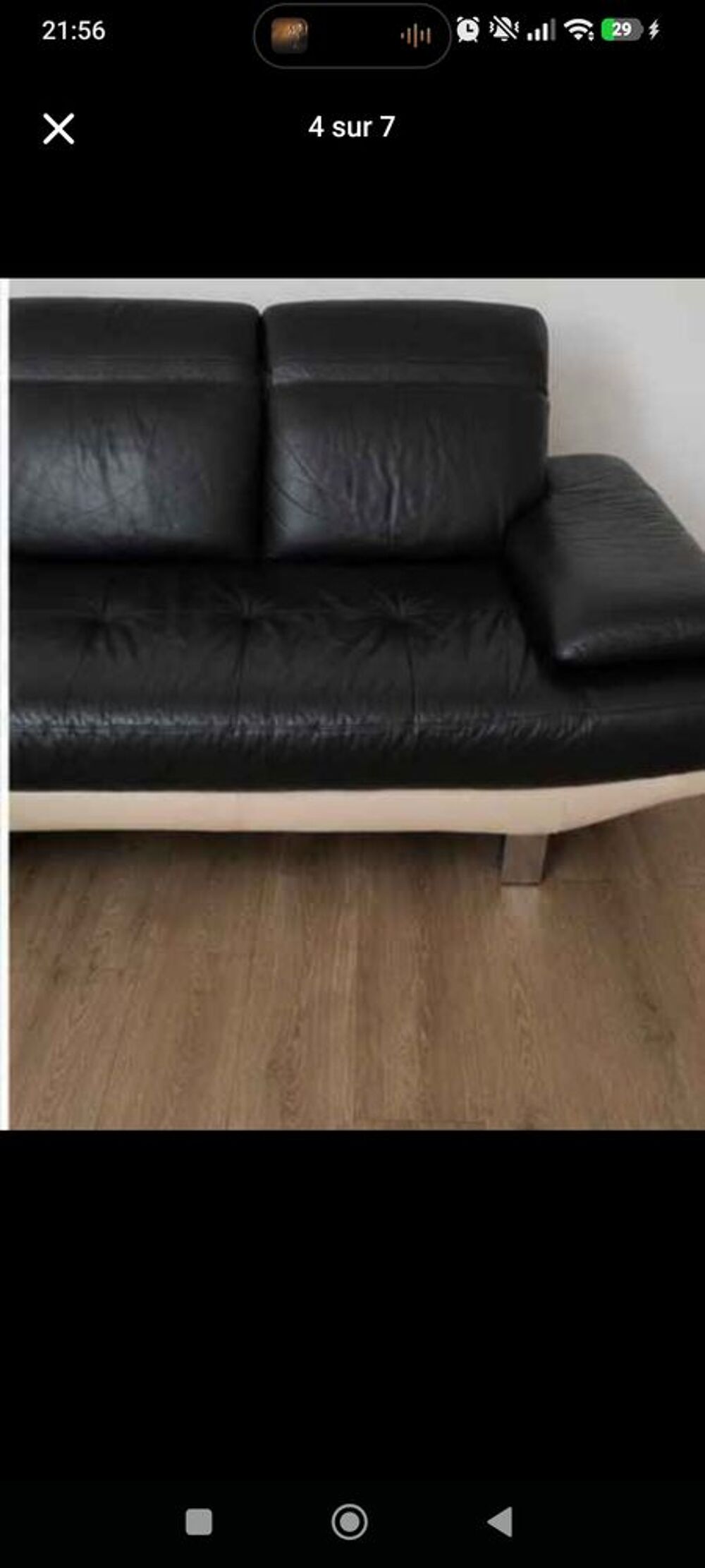 Canap&eacute; d'angle en v&eacute;ritable cuir marron et beige-250cm- Meubles