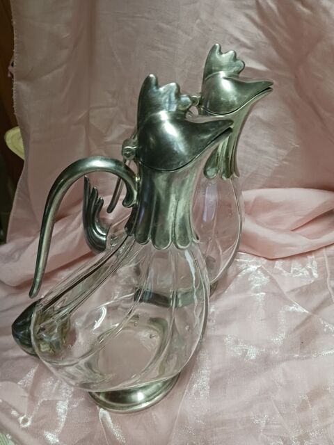 pichet coq en verre et argent Orange (84)