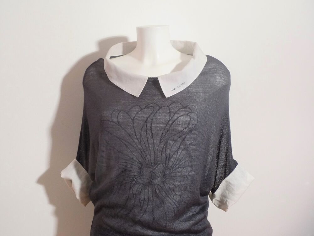Double Top/ Pull Bleu Marine et Top Blanc- Cop Copine Vêtements