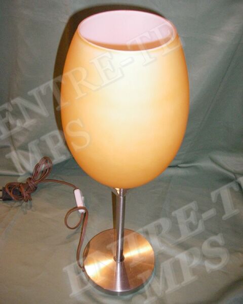 BELLE LAMPE OVODE MTAL CHROM ORANGE & BLANCHE ART MODERNE 59 Sergines (89)