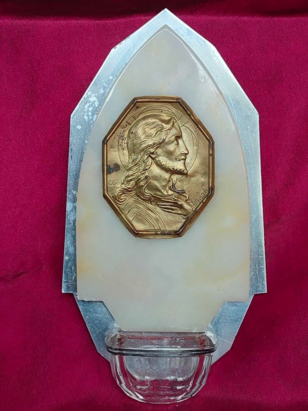 Ancien b&eacute;nitier j&eacute;sus christ en marbre ( n&deg;28) Décoration