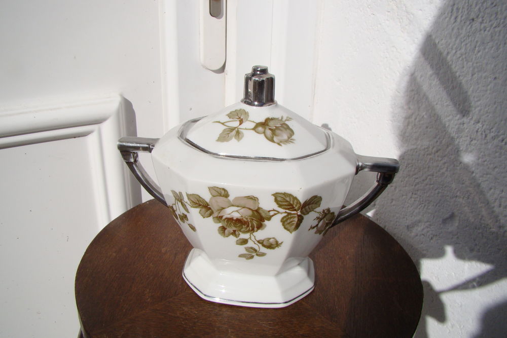 Ancien sucrier porcelaine Limoges Jean Boyer Art d&eacute;co Décoration