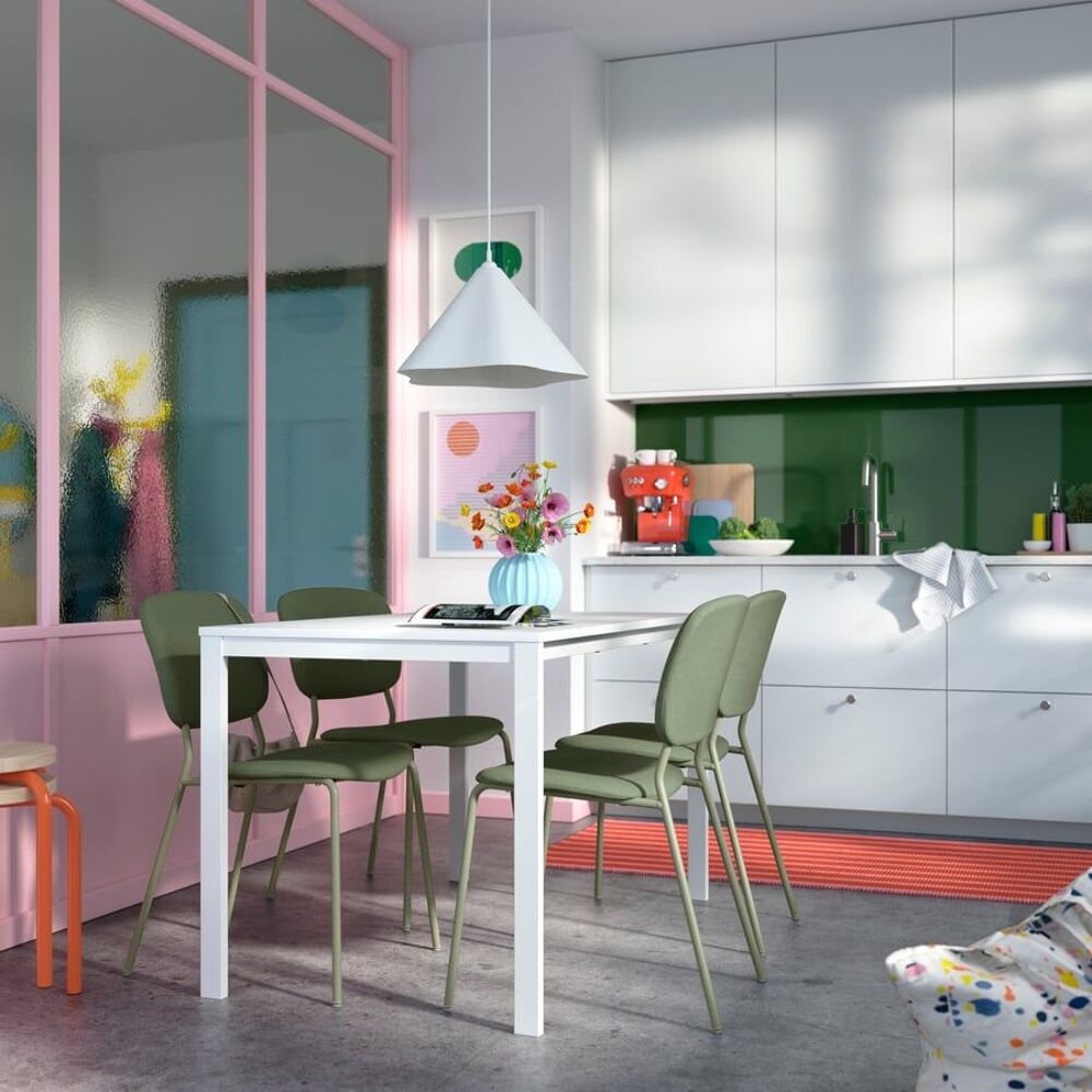 Table IKEA Blanche en acier Meubles