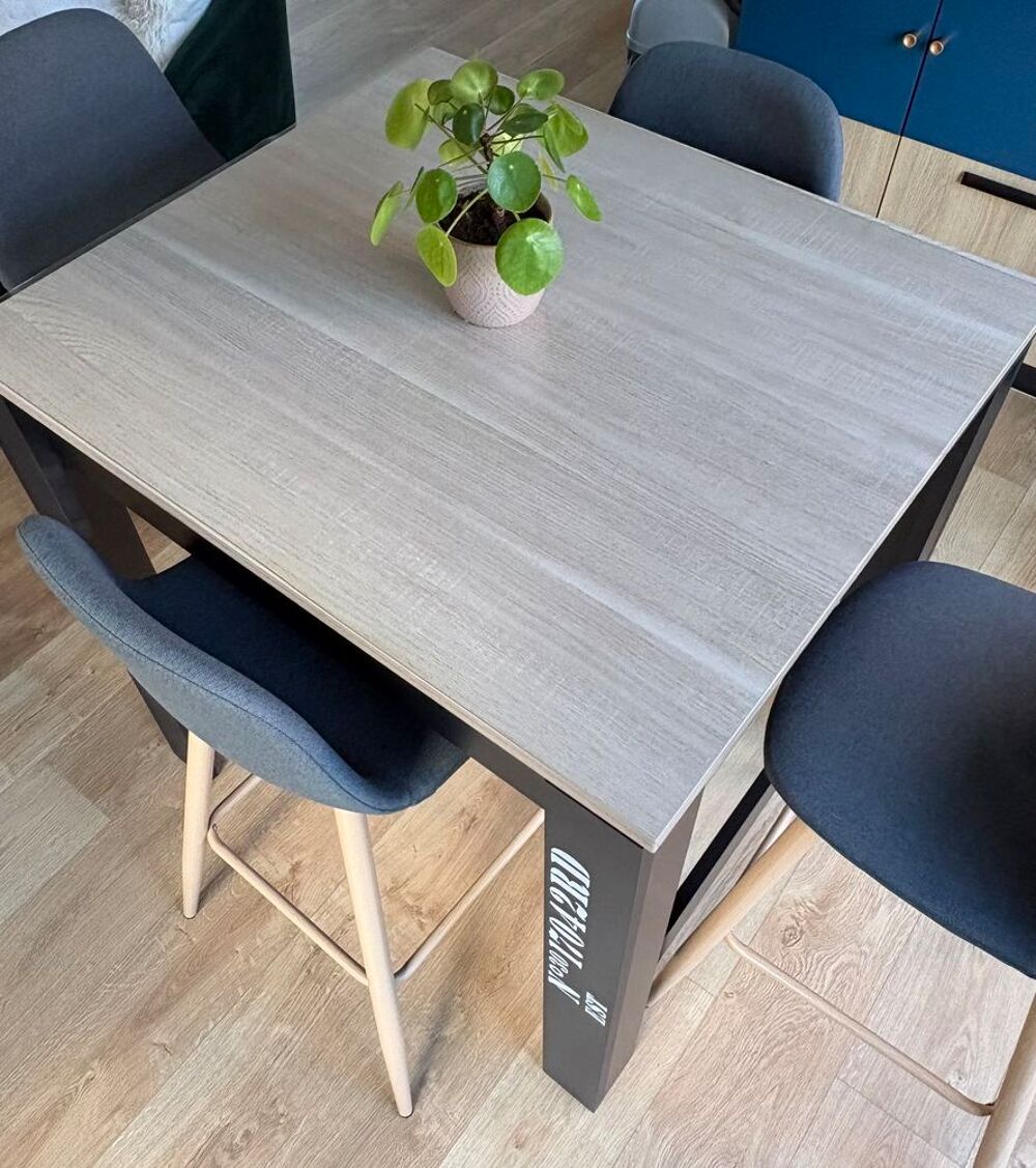 Table haute style industriel en bois - 131 cm Meubles