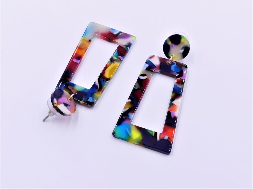 Boucles d'oreilles rectangulaires, r&eacute;sine Bijoux et montres