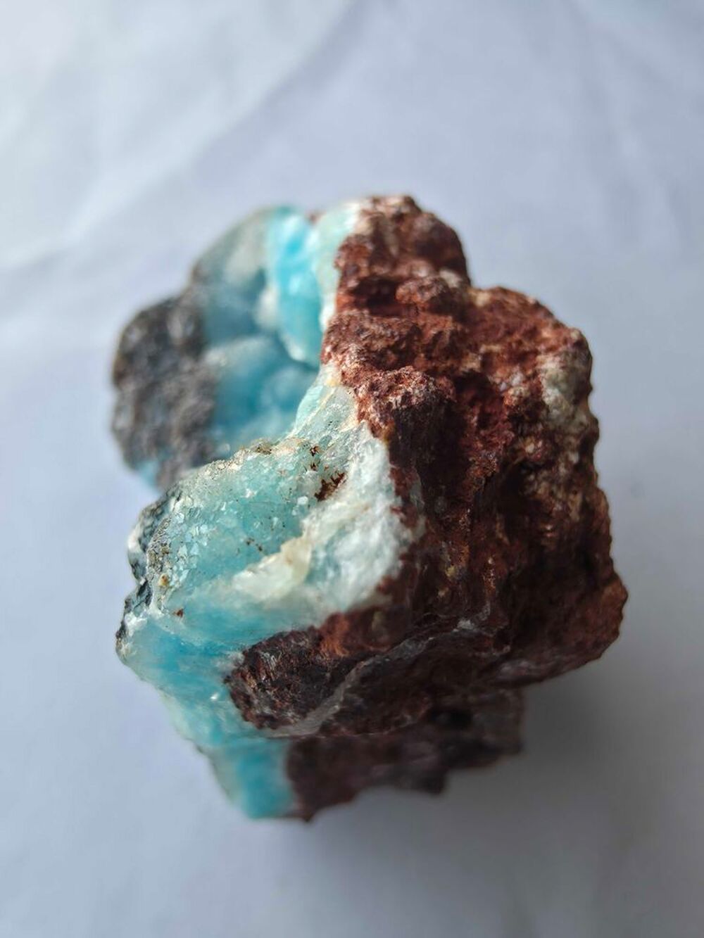 Min&eacute;ral H&eacute;mimorphite Bleue sur Matrice-Katanga, RDC-75g 