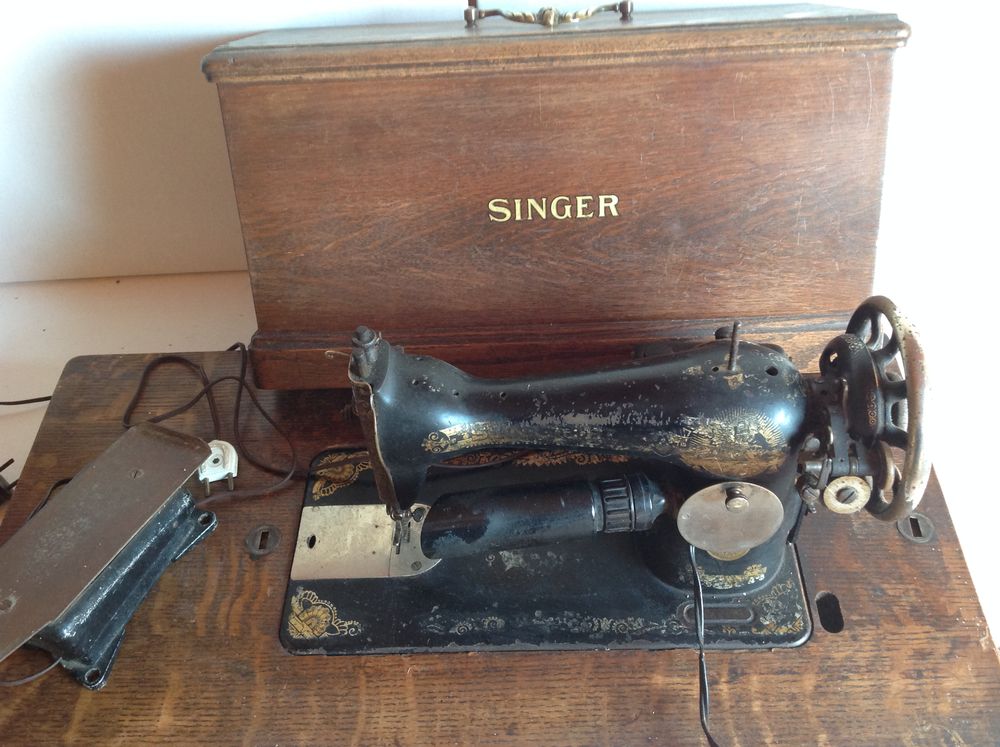 MACHINE &agrave; COUDRE MOTEUR SINGER 15K26 FACTURE 1929
