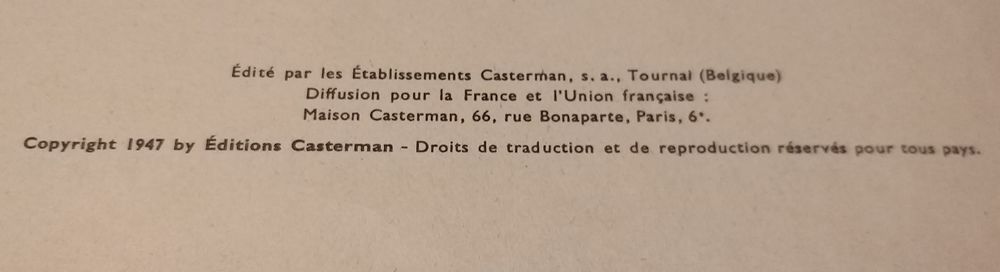 BD TINTIN L'OREILLE CASSEE de 1947 Livres et BD