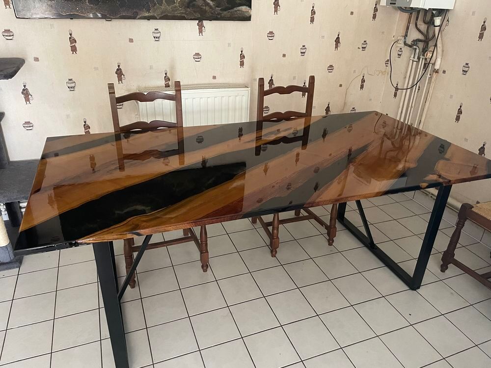 table luxe r&eacute;sine &eacute;poxy ch&ecirc;ne Décoration