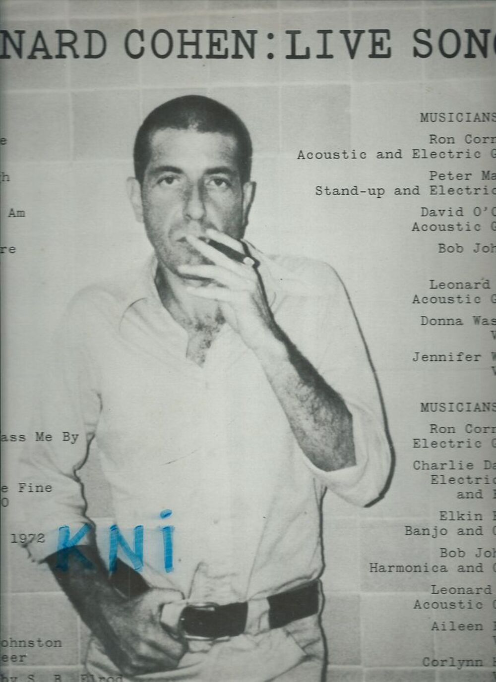 Vinyle 33T , Leonard Cohen ,Live songs 1973 CD et vinyles