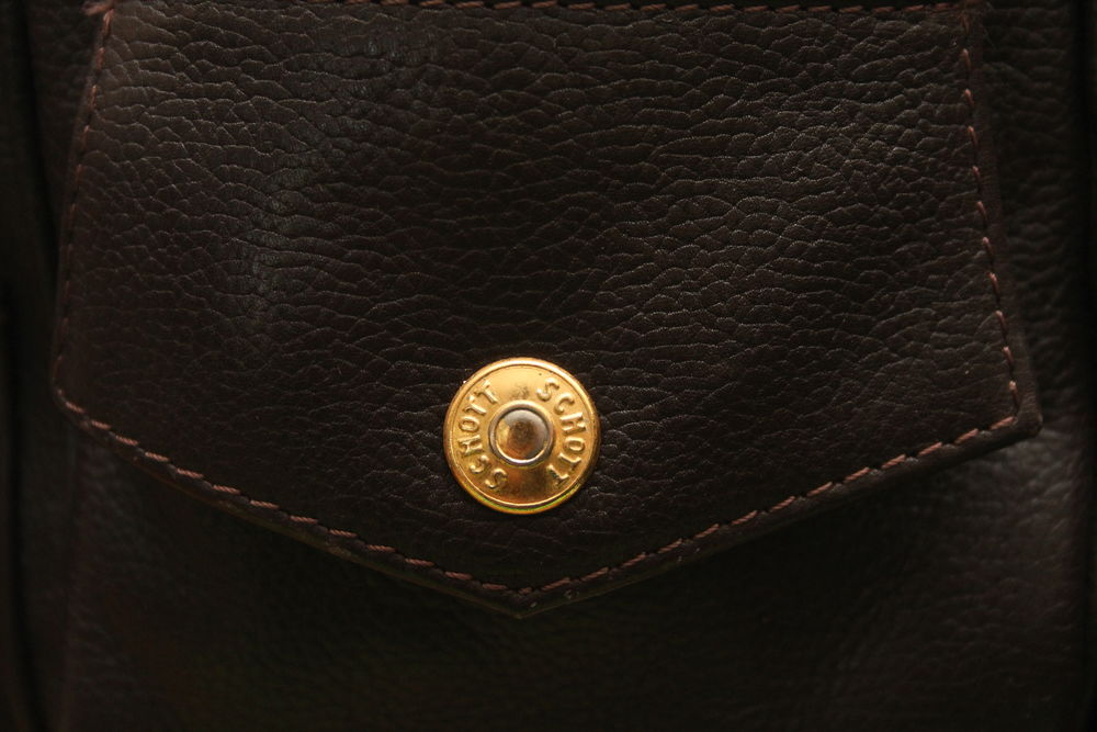Sac &agrave; dos cuir marron fonc&eacute; PERFECTO - SCHOTT Maroquinerie
