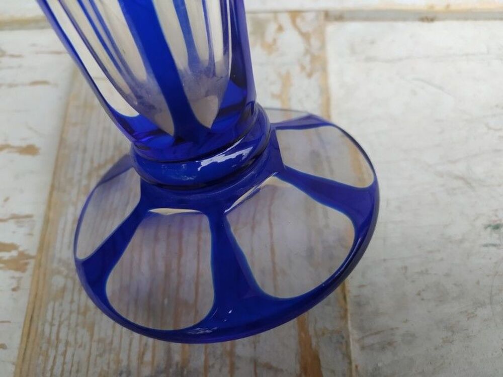 Vase Cristal de Boh&ecirc;me Bleu Cobalt Décoration
