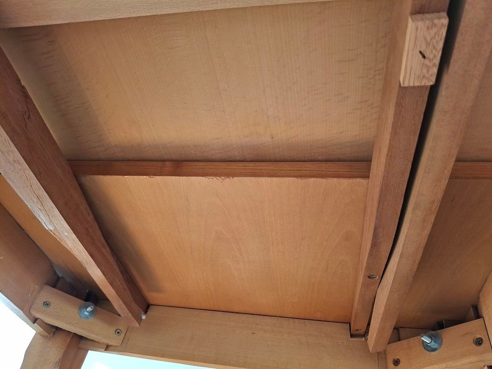 Table h&ecirc;tre bois massif avec 2 rallonges Meubles