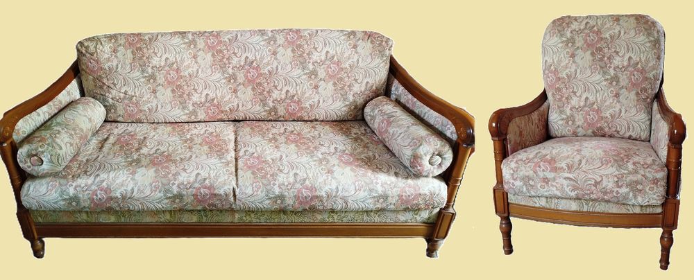 Lot Canap&eacute; convertible 3 places et 1 Fauteuil Meubles