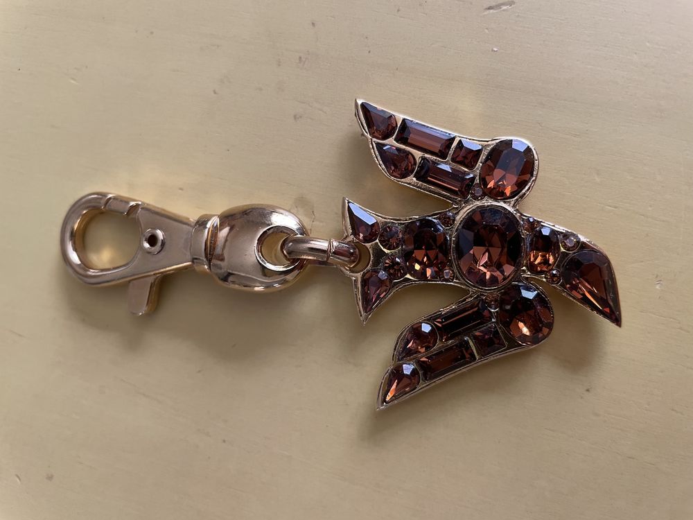 Motif Oiseau SR dor&eacute; Strass ambr&eacute; mousqueton Sonia RYKIEL Bijoux et montres