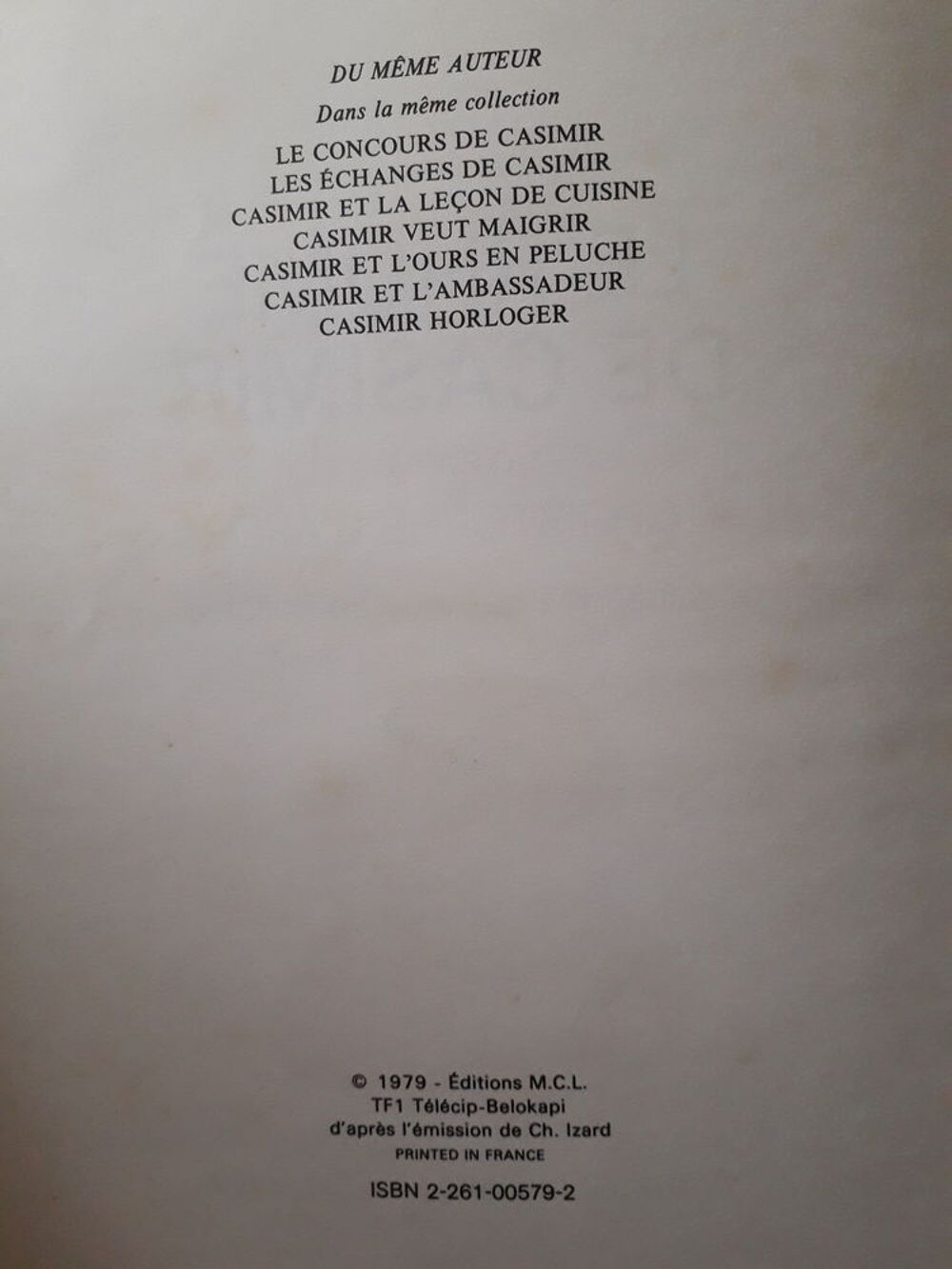 BD : Le rhume de CASIMIR : 1979 Livres et BD