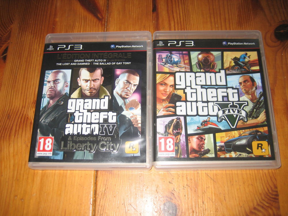 lot 2 jeux ps3 GRAND THEFT AUTO 4 edition int&eacute;grale +GTA 5 Consoles et jeux vidéos