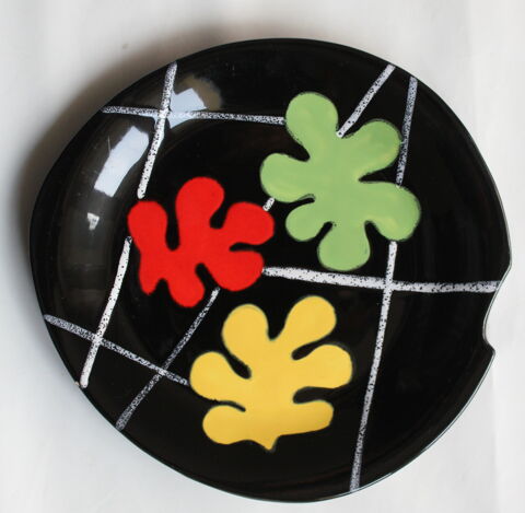 Plat c�ramique peint � la main Gabriel Fourmaintraux c1950's 50 Issy-les-Moulineaux (92)