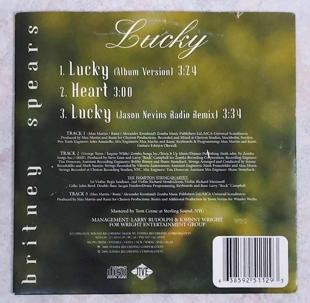 BRITNEY SPEARS - CD 3 titres - LUCKY - 2000 CD et vinyles