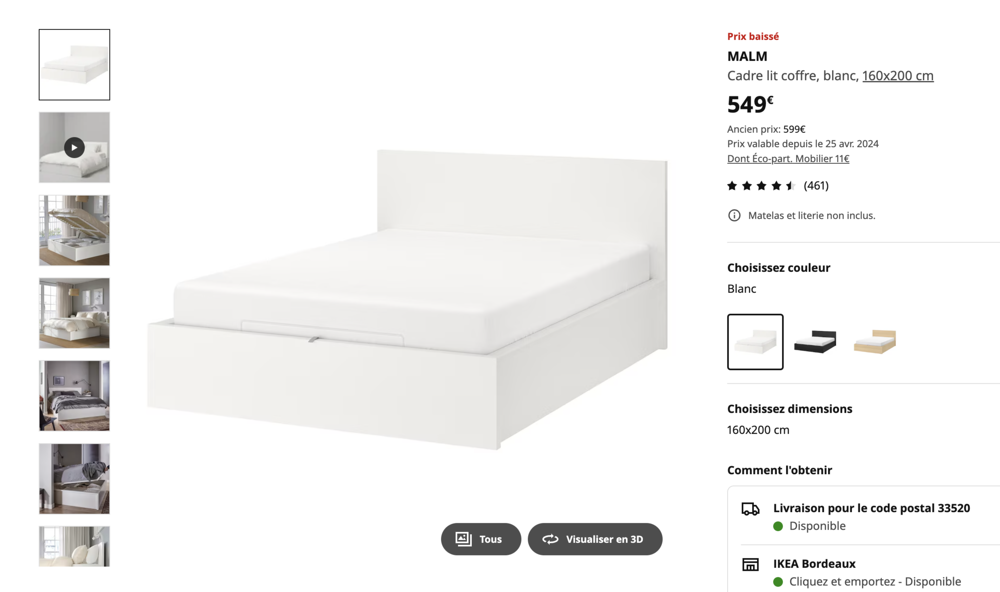LIT IKEA MALM (sous carton) Meubles