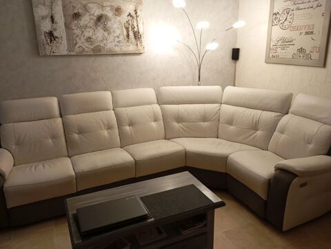 Canap� d'angle cuir blanc 380 Choisy-au-Bac (60)