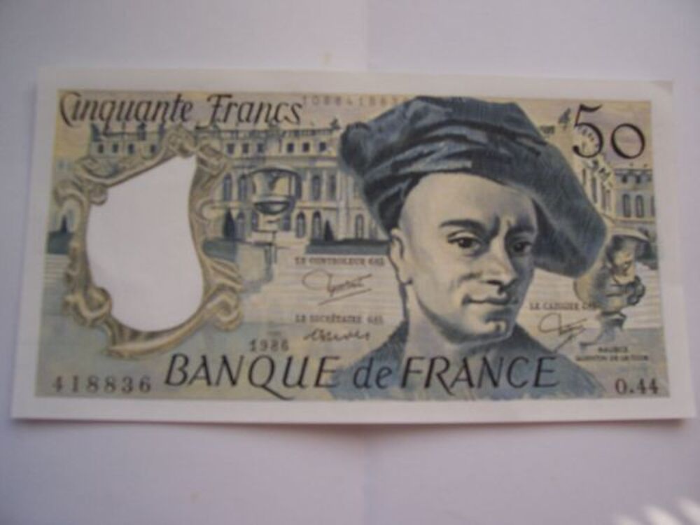 2 billets de 50 frs Quantin de la Tour de 1986 &amp; 1984 1 neuf 