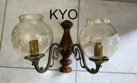 Applique murale double - bois verre - excellent �tat 15 Foncine-le-Haut (39)