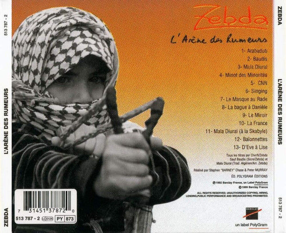 cd Zebda ?? L'Ar&egrave;ne Des Rumeurs (etat neuf) CD et vinyles