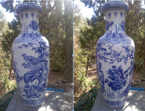 Vase asiatique bleu 90 cm de haut 130 Roquefort-les-Pins (06)