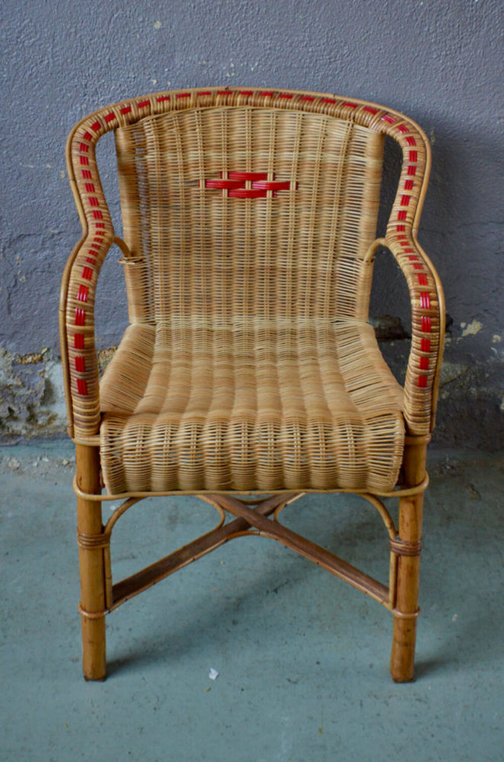 Charmant fauteuil adulte en rotin style vintage boh&egrave;me Meubles