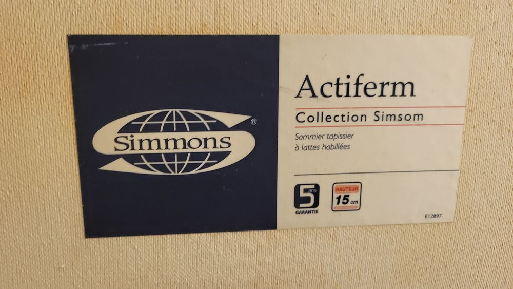 SOMMIER marque SIMONS 80x200x15 cm lattes encapsul&eacute;es tissus Meubles