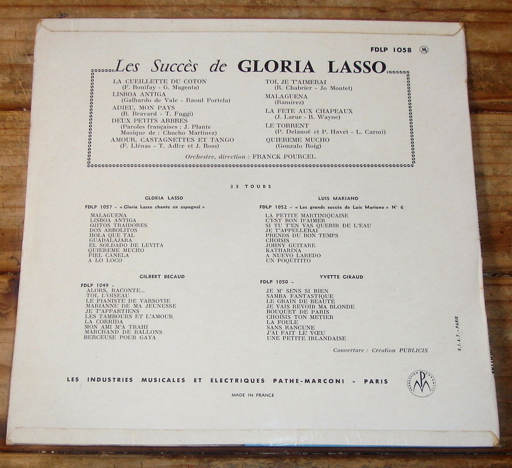 LES SUCC&Egrave;S DE GLORIA LASSO-33t/25cm- AMOUR CASTAGNETTES ET T CD et vinyles