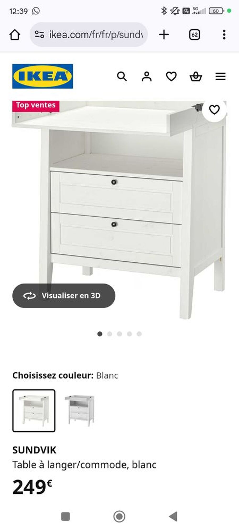 Table &agrave; langer/commode SUNDVIK Ikea Meubles