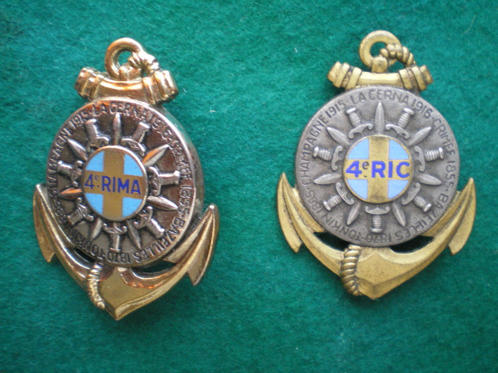 Insignes coloniaux - 4&deg;RIMa et 4&deg; R.I.C. 