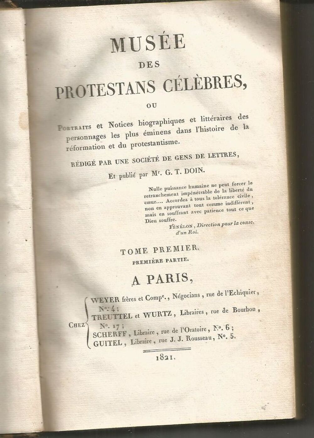 1821 Mus&eacute;e des protestans c&eacute;l&egrave;bres Livres et BD