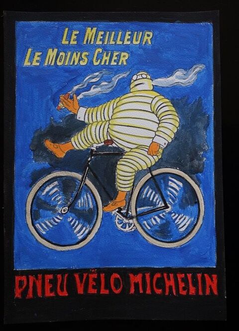 bl - peinture - publicite - pneu velo michelin - sur papier  4 Foug�res (35)