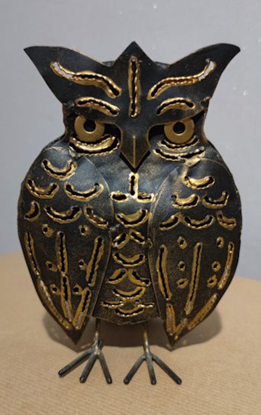  Hibou porte bougie en m&eacute;tal 
Décoration