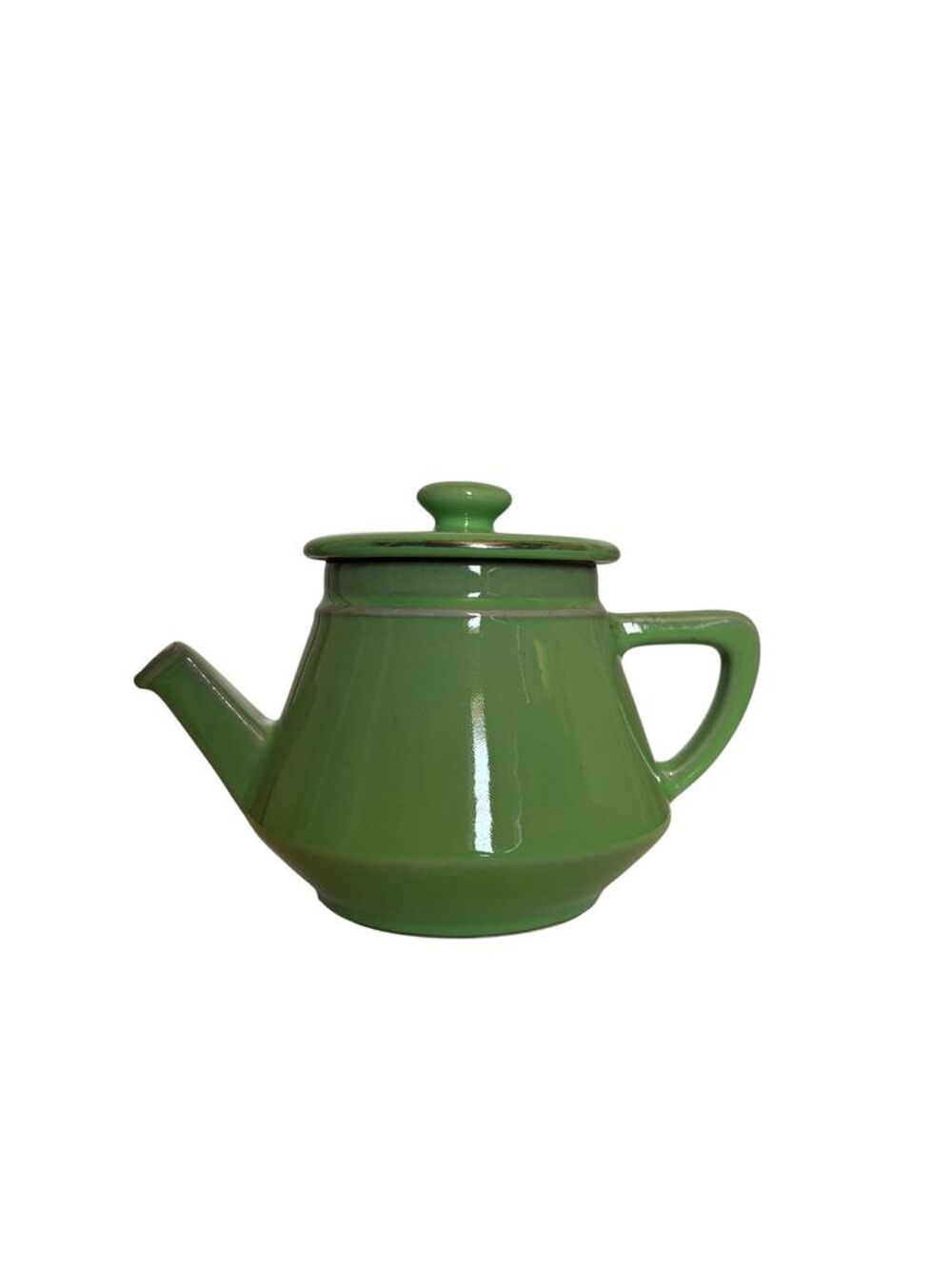 Ancienne cafeti&egrave;re/verseuse en c&eacute;ramique &eacute;maill&eacute;e verte €" vintage. 