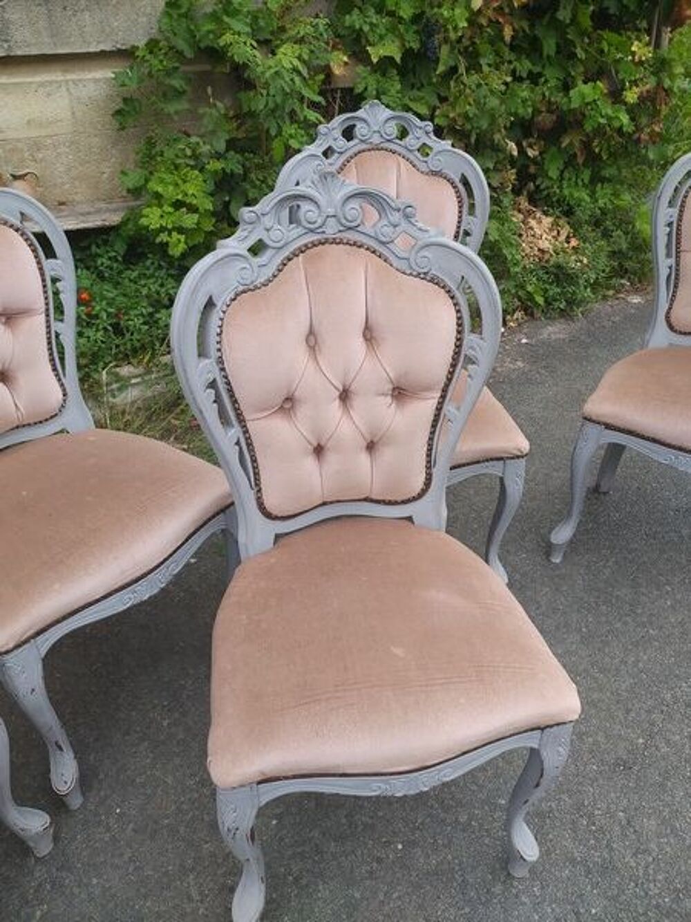 Lot de 5 Chaises Bois Velours Style Baroque 
Meubles