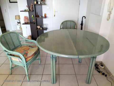 Ensemble Table + 4 fauteuils rotin vert
280 Dax (40)
