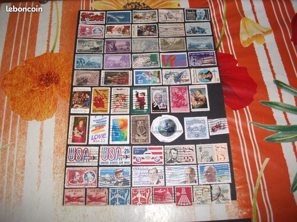 Lot de 267 timbres diff&eacute;rents et oblit&eacute;r&eacute;s d'USA.

