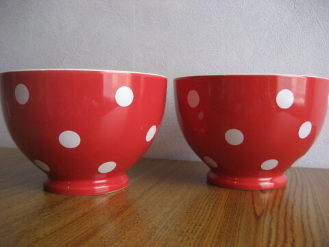 Lot de 2 grands bols rouges pois blancs ( esprit de Nol ) 10 Reims (51)