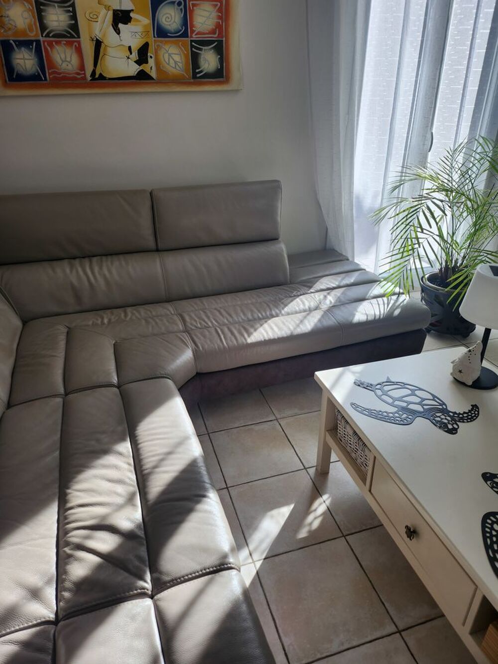 Banquette cuir Gris 6 / 7 places Meubles
